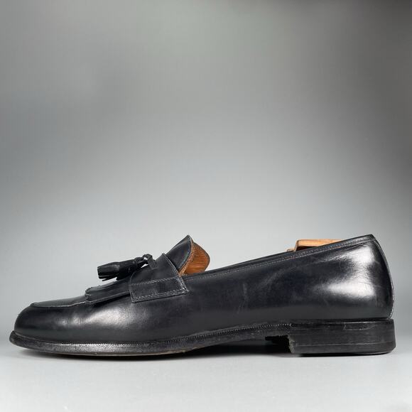Salvatore Ferragamo Studio Men’s 13 D Black Leather Slip On Tassels Loafers GUC - Picture 1 of 10